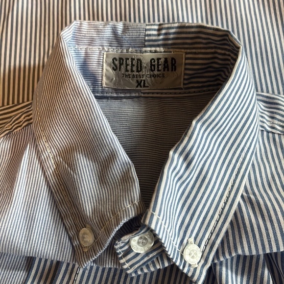 *3/$15* Speed Gear Blue Stripe Long Sleeve Button Down Shirt - Picture 12 of 13